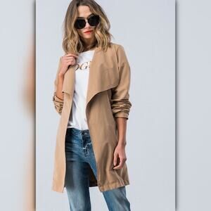 A488 • Oversize Collar Belted Trench Light Jacket